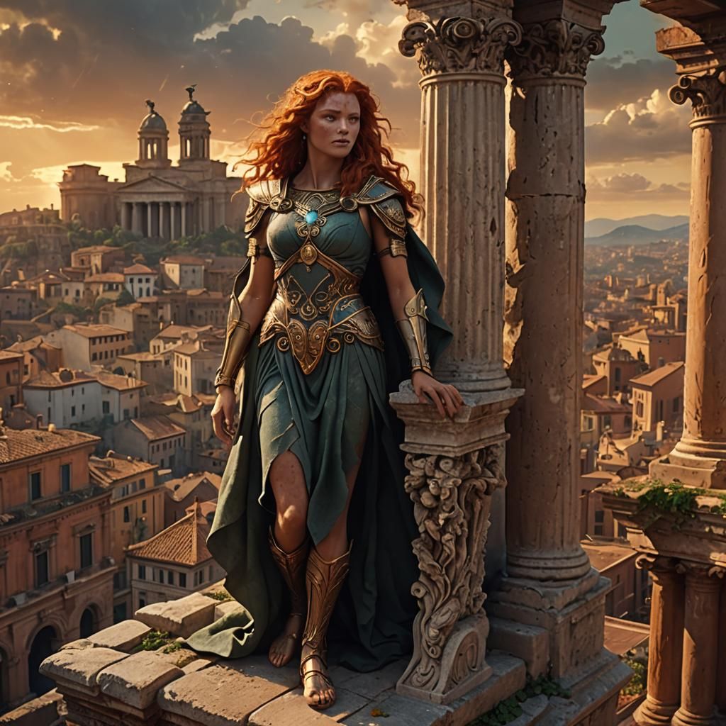 Earth Spirit Watches Over 1940s Rome: Digital Matte Painting