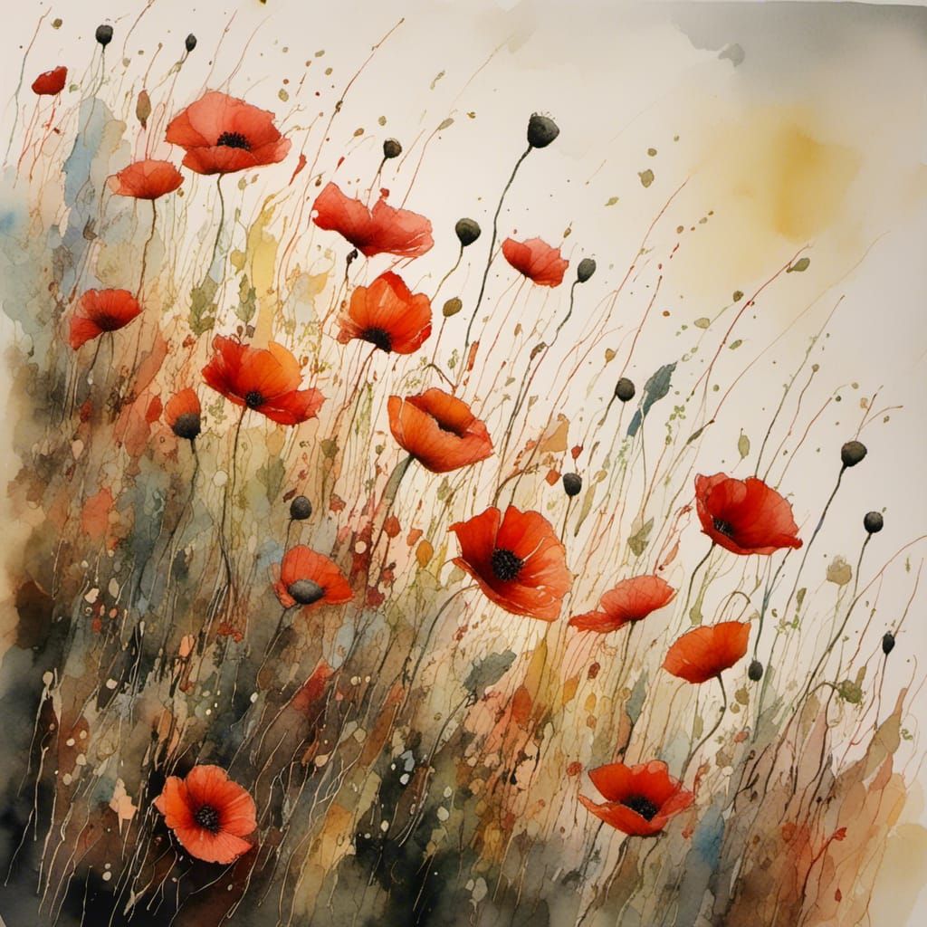 Poppies in Summer Sunset: A Vintage Scene