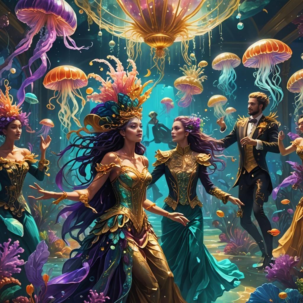 Underwater Ballroom Masquerade: Fantasy Concept Art