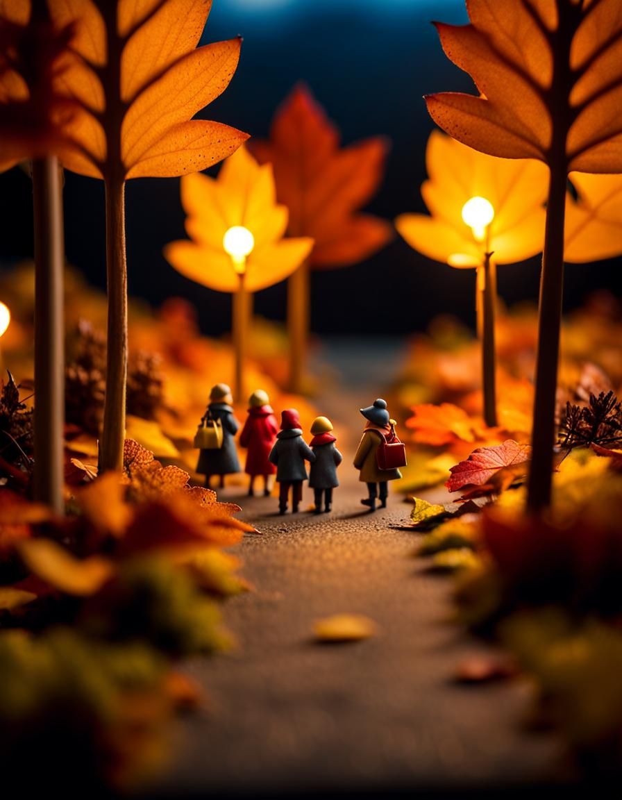 Autumnal Diorama: Bird's-Eye View of Kindergarten