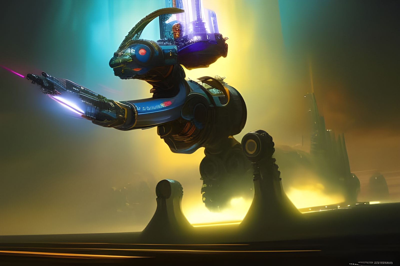 Photorealistic Cyber Mech Droid Digital Illustration