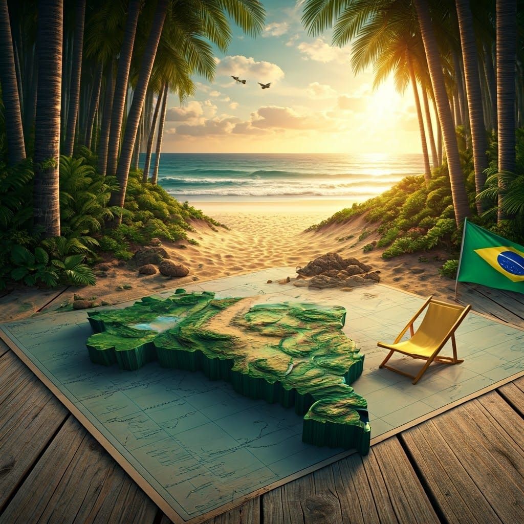 Surreal Jungle Excavator on South America Map