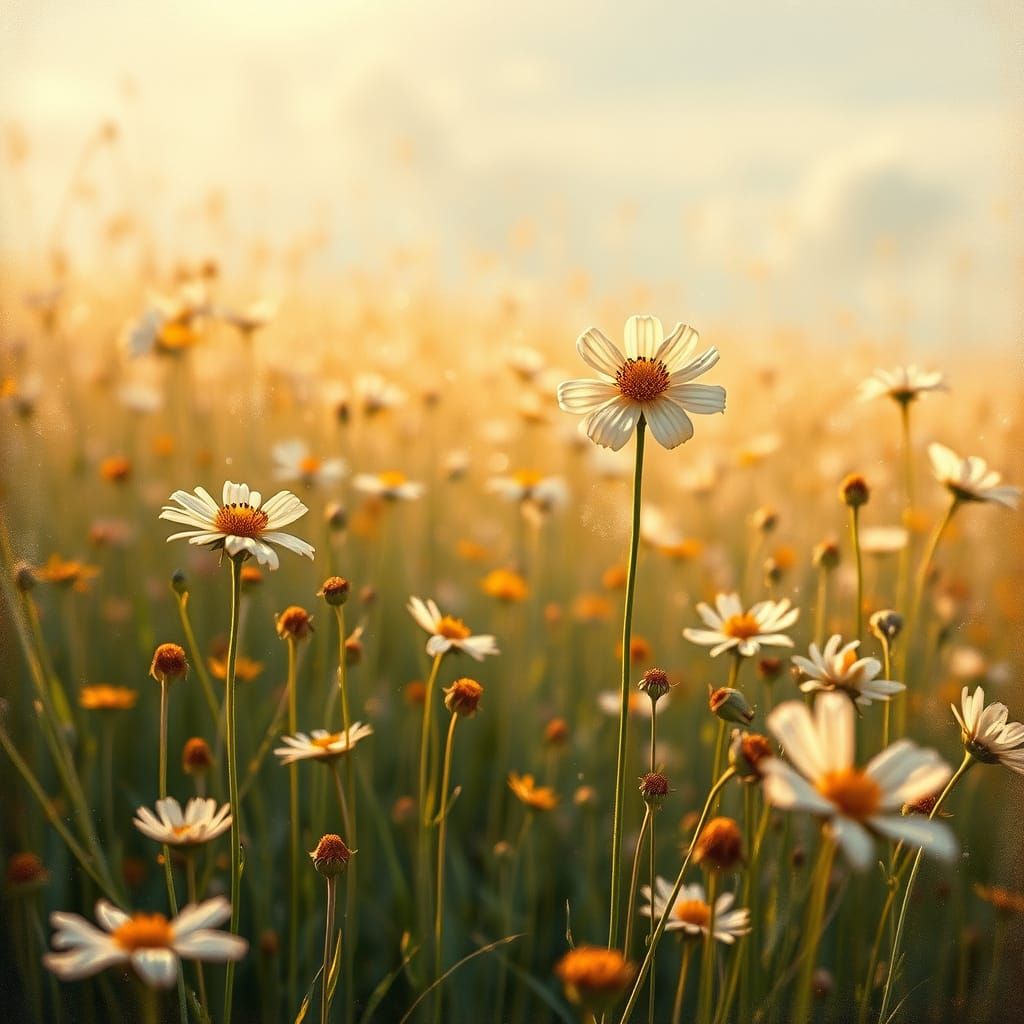 Serene Field of Wildflowers in Dreamy Impressionist Style