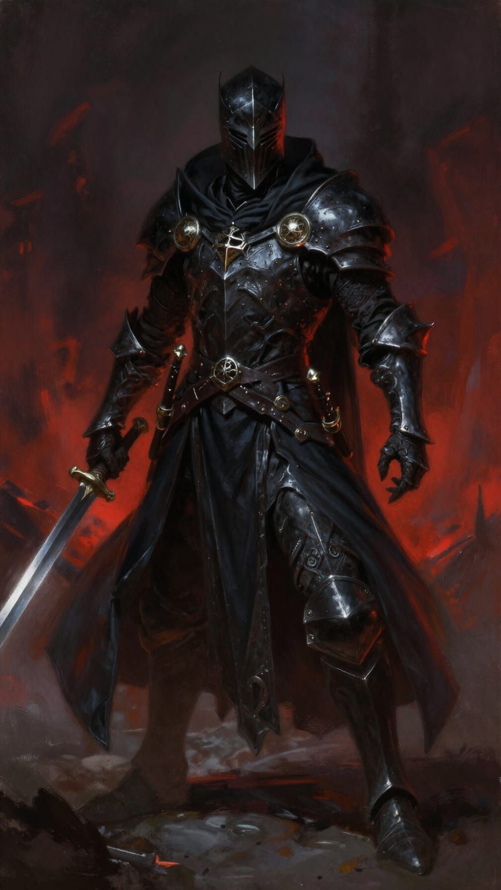 Mysterious Shadow Knight in Dark Fantasy Style