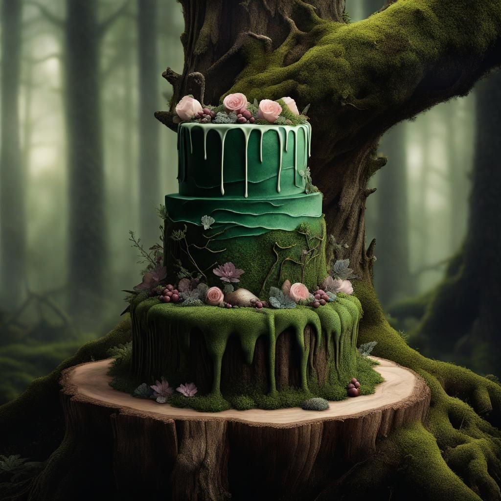 Wedding Cake in Forest: Detailed Matte Painting