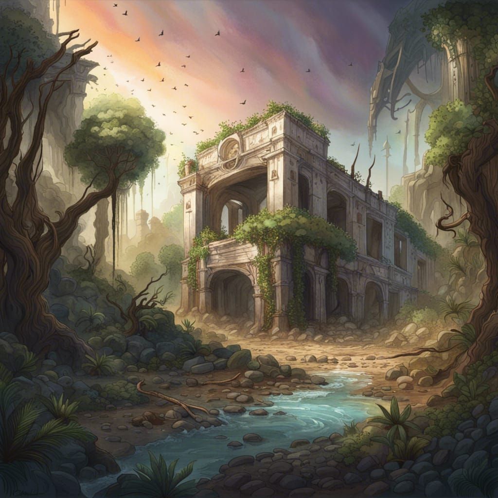 Apocalyptic Jungle Matte Painting in Fantasy Style
