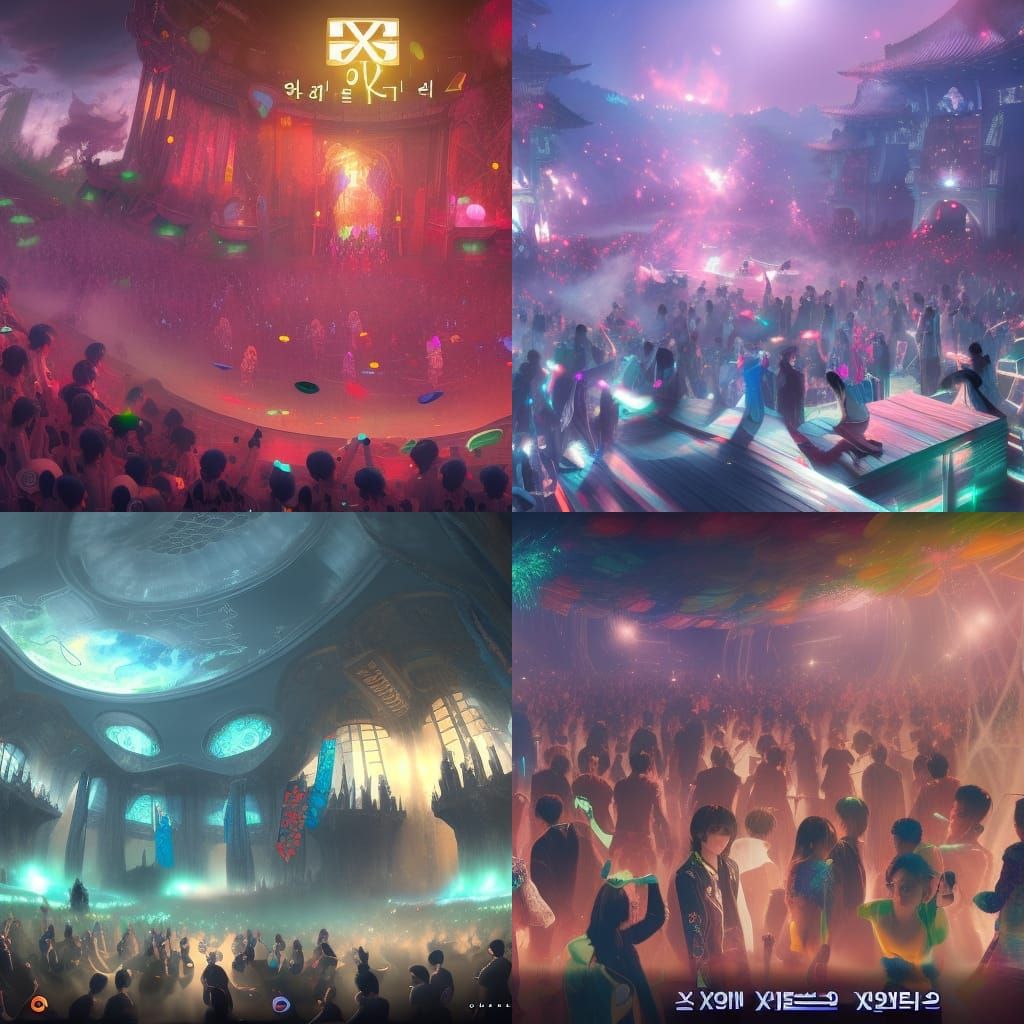 K-Pop Party in South Korea: Detailed Matte Painting