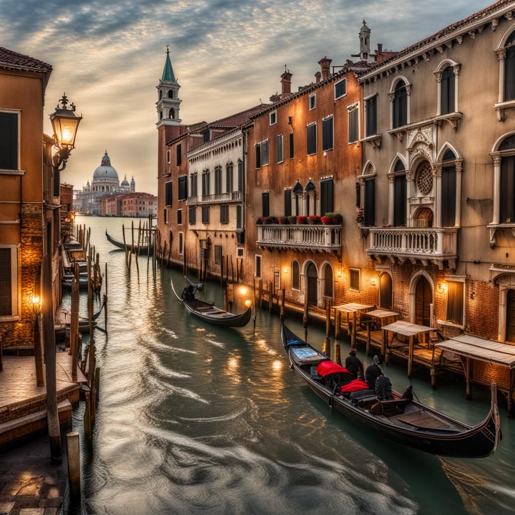 Moody Winter in Venice: Hyperrealistic 64MP Image