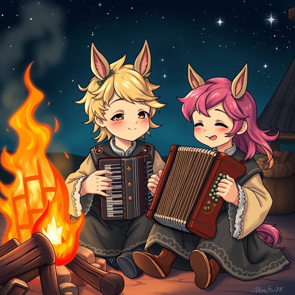 Adorable Boys in Ancient Russian Costumes with Horse Ears, P...