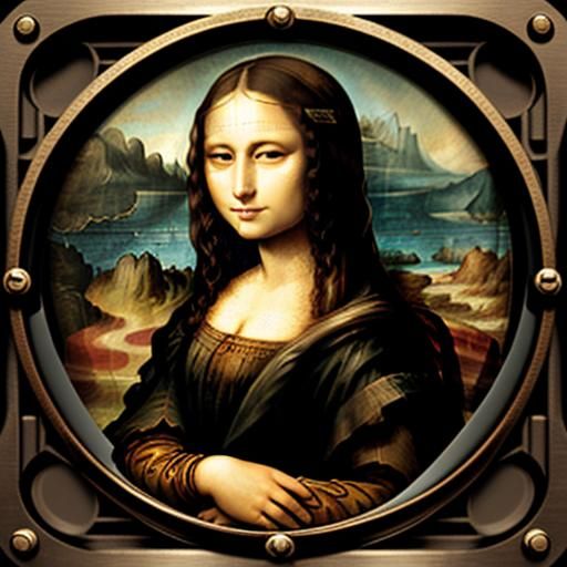 Mona Lisa with Steampunk Engine