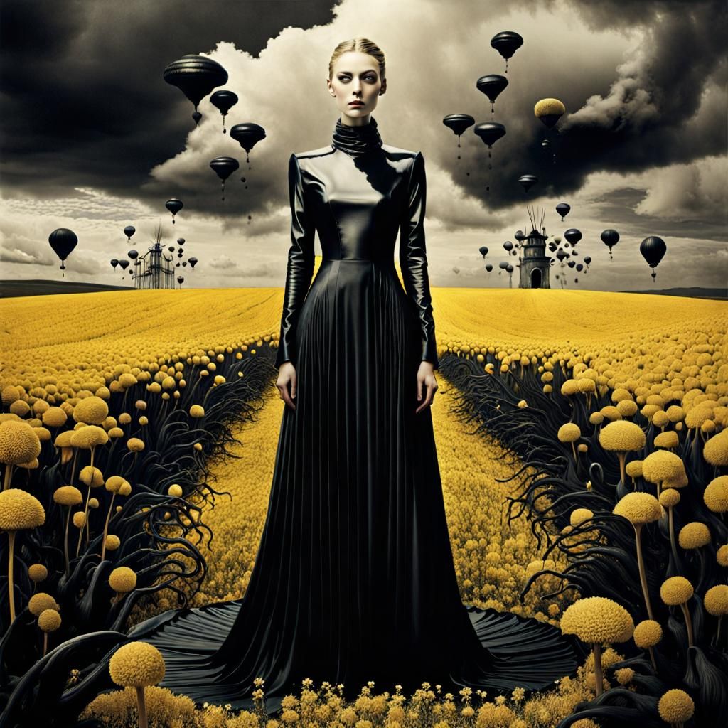 Surreal Alien Fashion Show in Ink Splatter Art