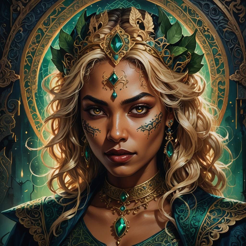 Vibrant Fantasy Portrait of Hispanic Vampire Woman