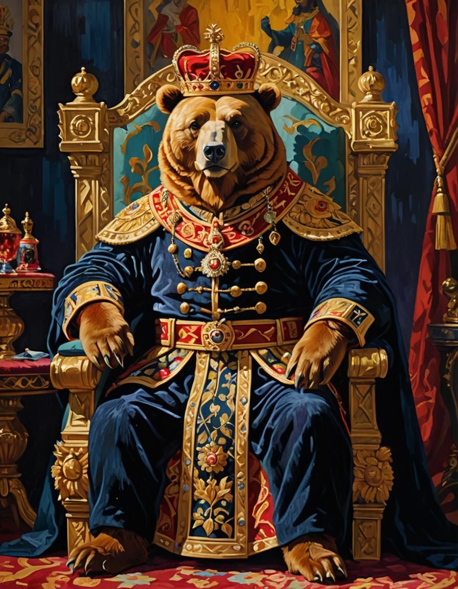 Fauvist Portrait of Bear Emperor on Throne