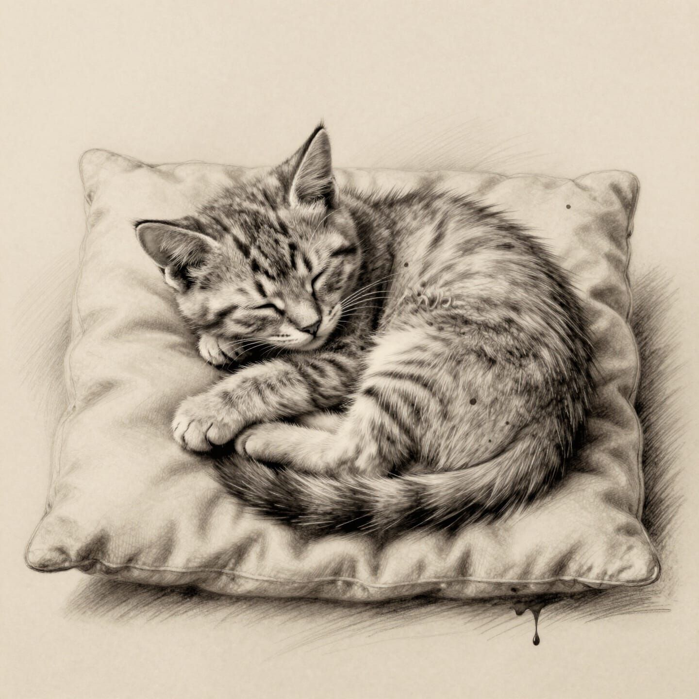 Hyperrealistic 3D Kitten Charcoal Drawing