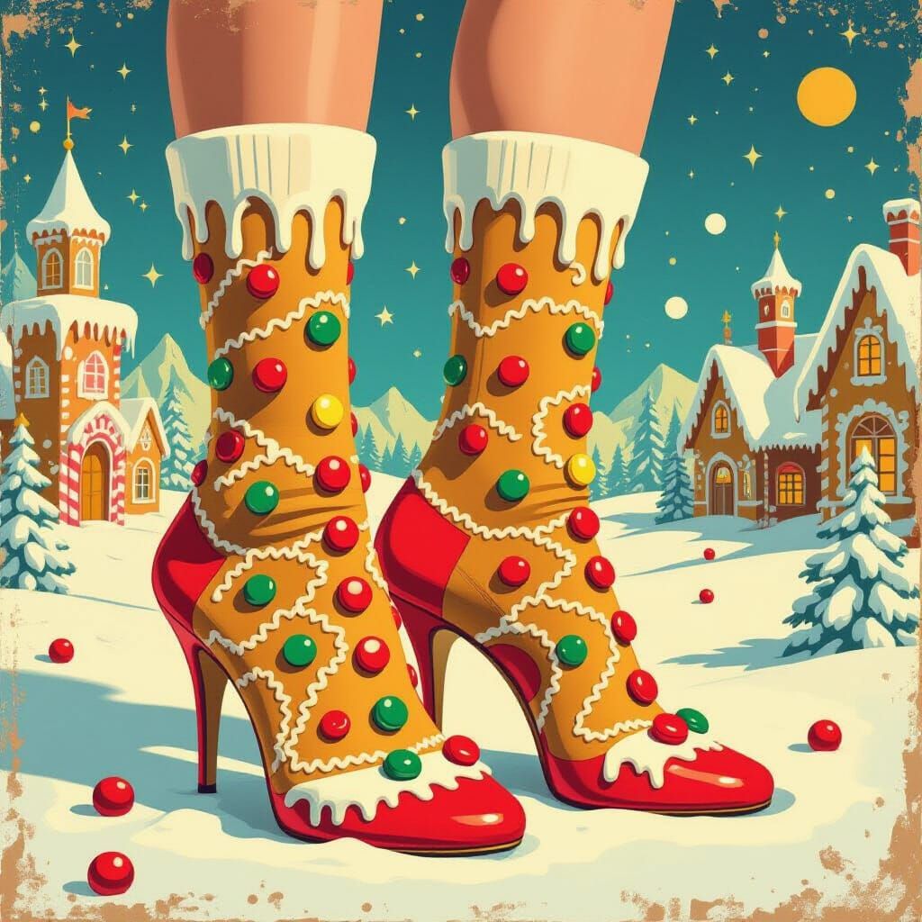 Surreal Candy Land: Gingerbread Heel Socks