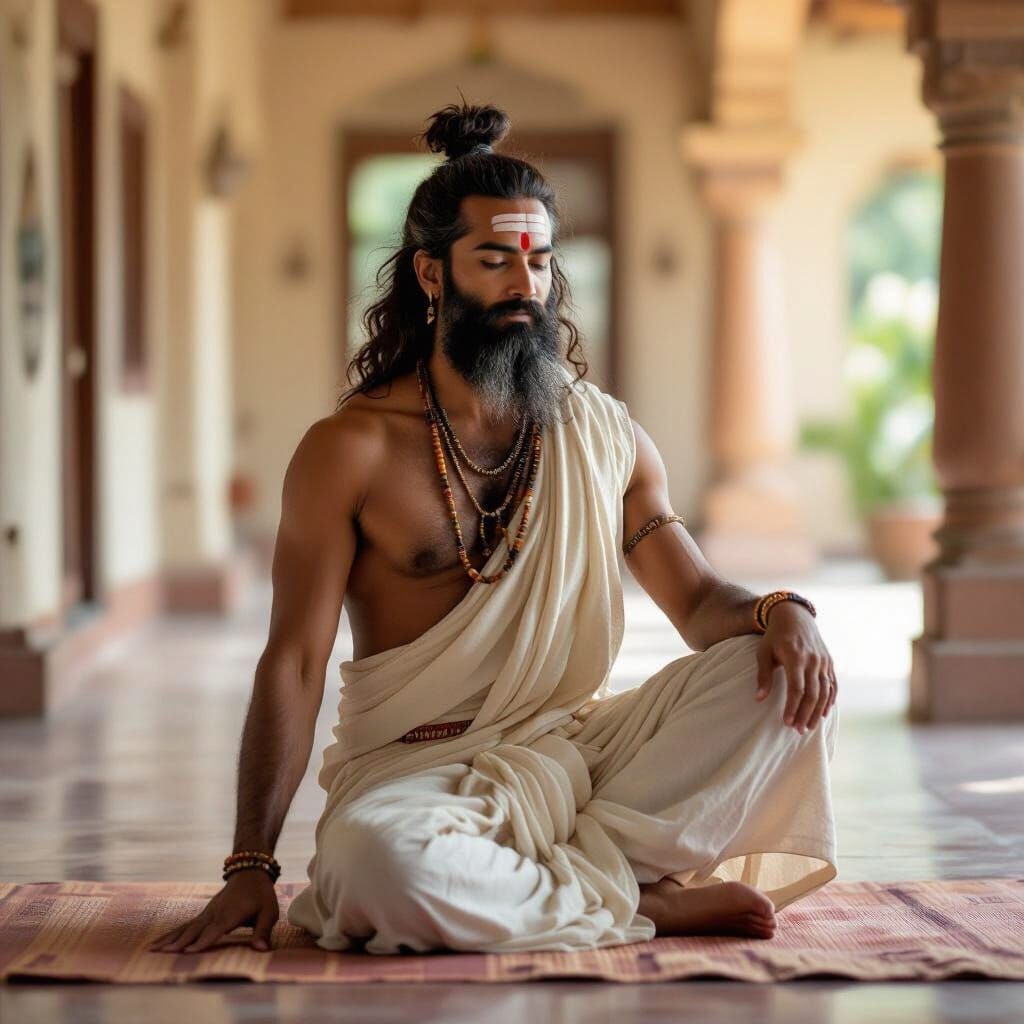 Yogi in Seated Pigeon Pose, Realistic Photography