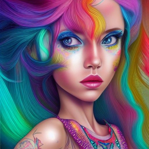 Gas Station Elf with Multicolored Hair, Digital Illustration