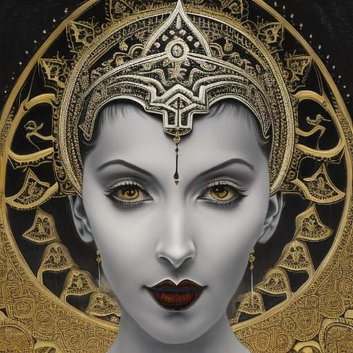 Woman Drinks Paint in Tantric Ritual, Horror Art