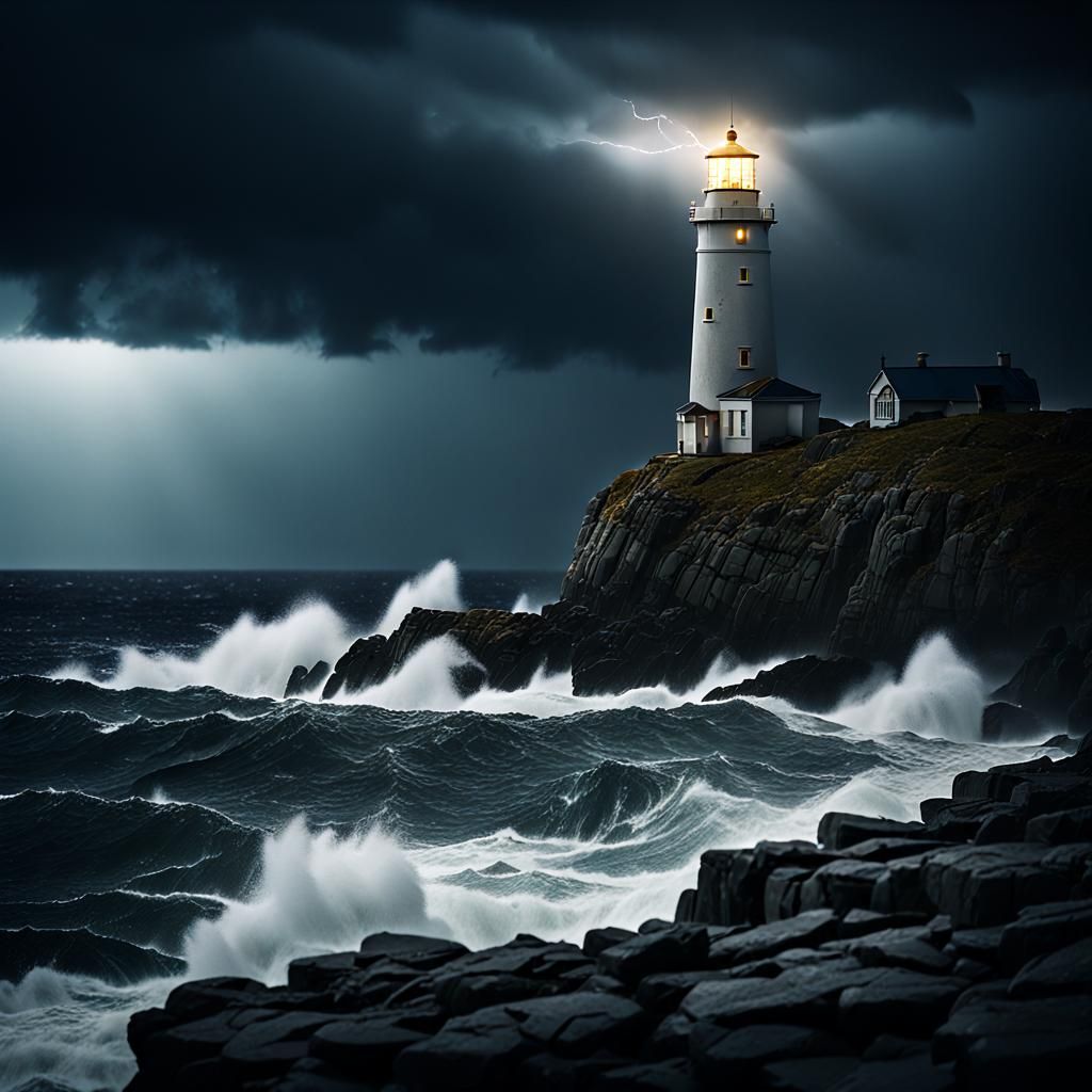 Stormy Coast: Lighthouse Against the Elements