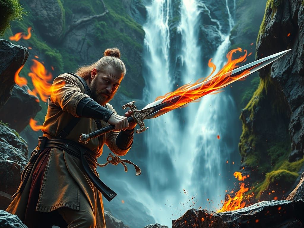 Cyberpunk Blacksmith Crafts Sword of Elemental Power