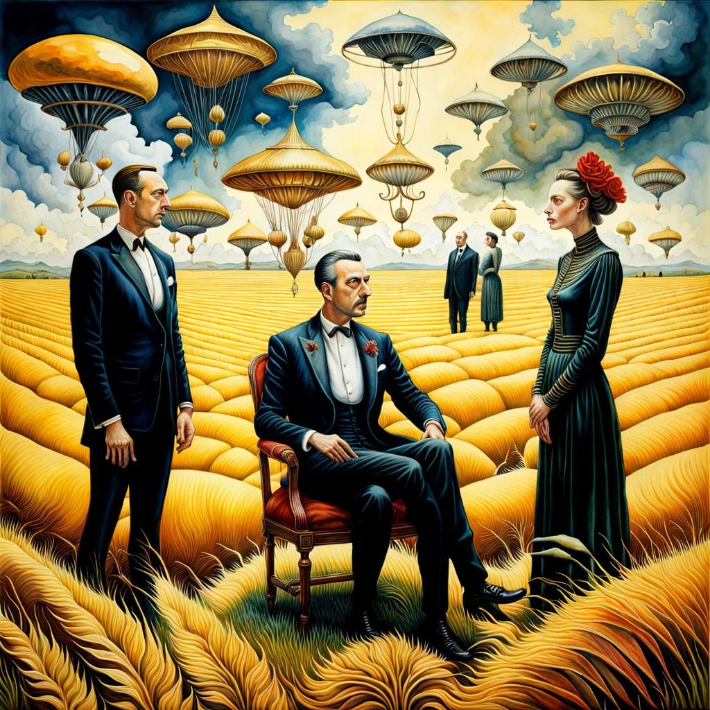 Surreal Business Meeting in Watercolor Style