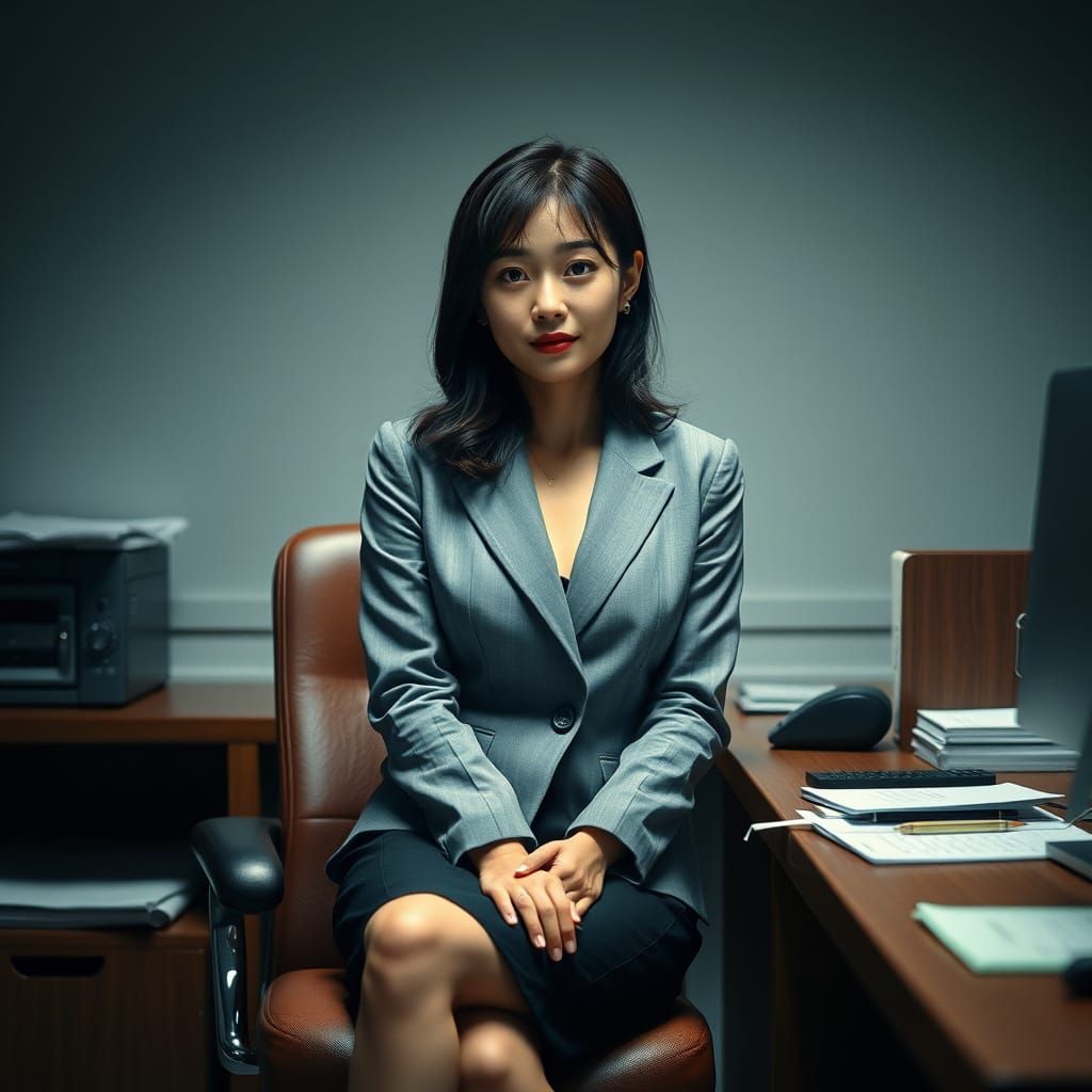 A Young Professional in the Office, Caught in Deep Shadow