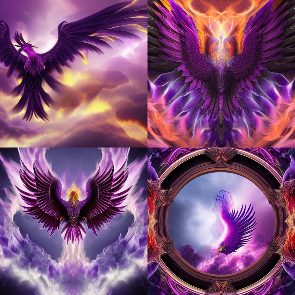 Purple Phoenix and purple flames