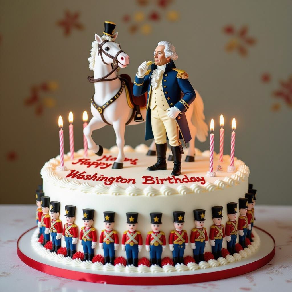 George Washington Birthday Cake Design with Soldier Figures