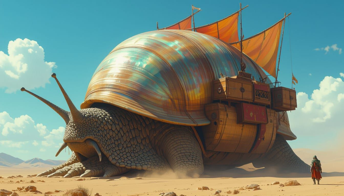 Nomadic City on a Giant Snail Shell