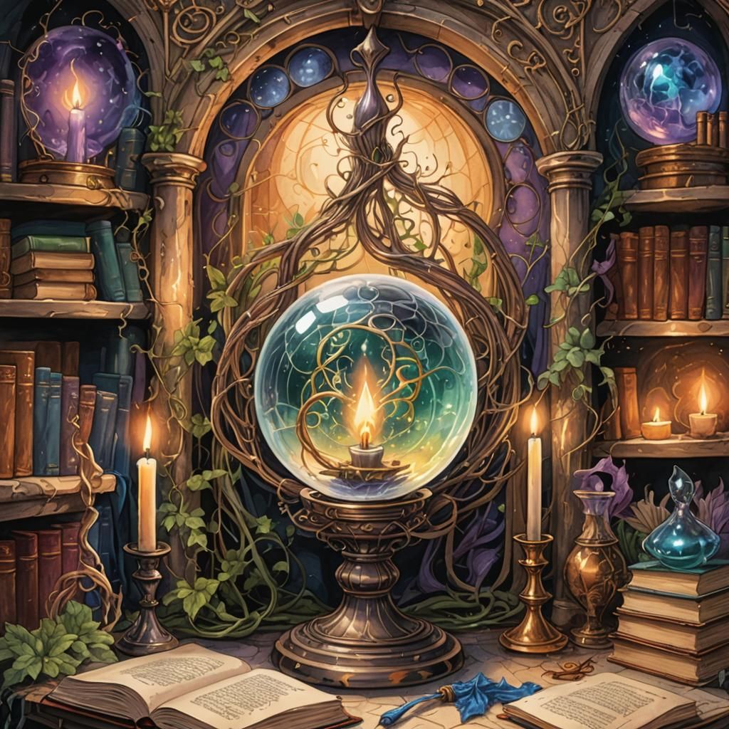 Magical Energy Flows Through Wizard's Laboratory