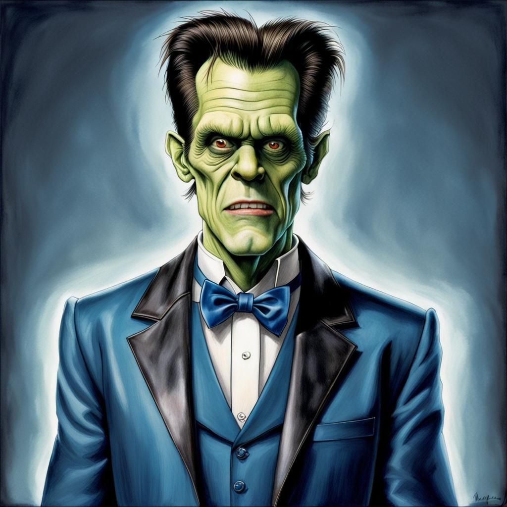 Jim Carrey as Frankenstein's Monster in Colored Pencil