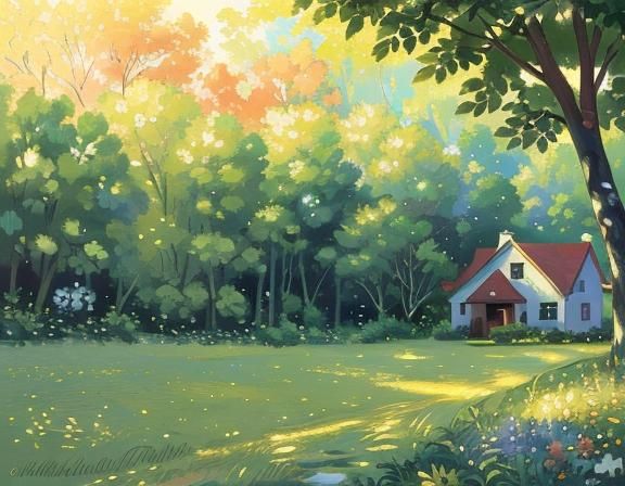 Idyllic Impressionist Home in Lush Landscape