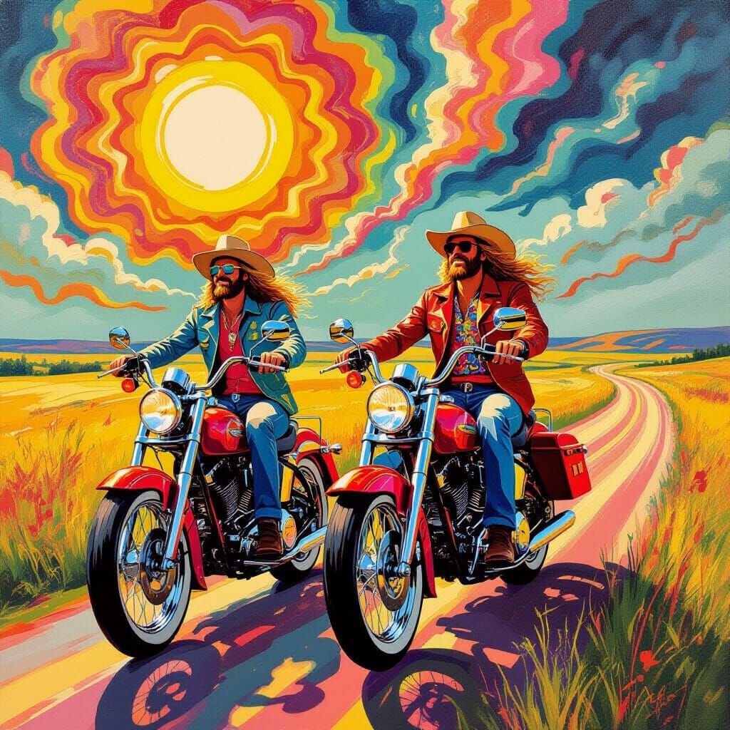 Psychedelic Hippies Ride Bikes Through Nebraska Plains