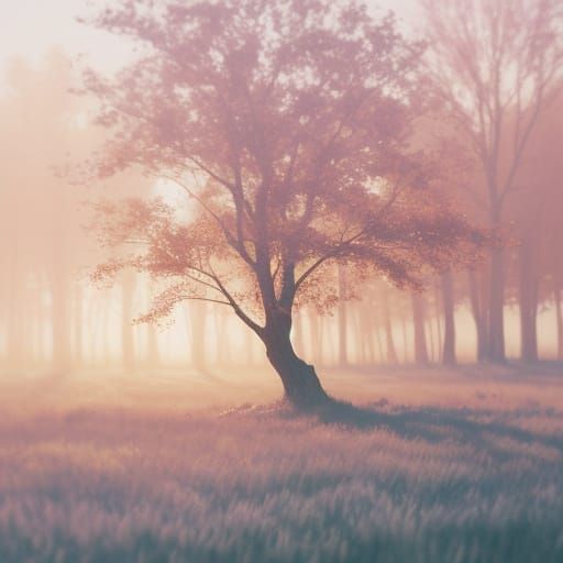 Small Tree Bathed in Golden Hour Sunlight