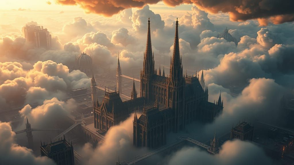 Awe-Inspiring Futuristic Metropolis in Swirling Iridescent C...