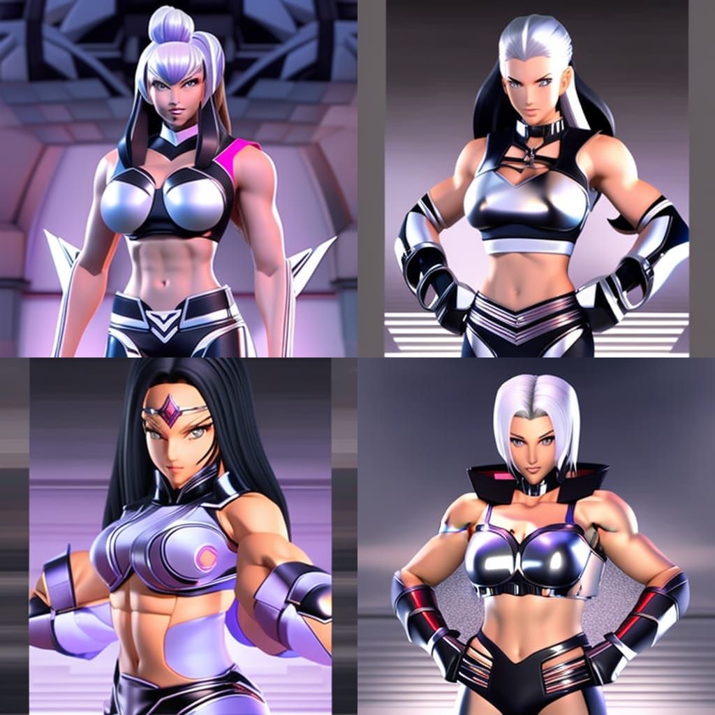 Armored Female Warrior in Anime Biopunk Style