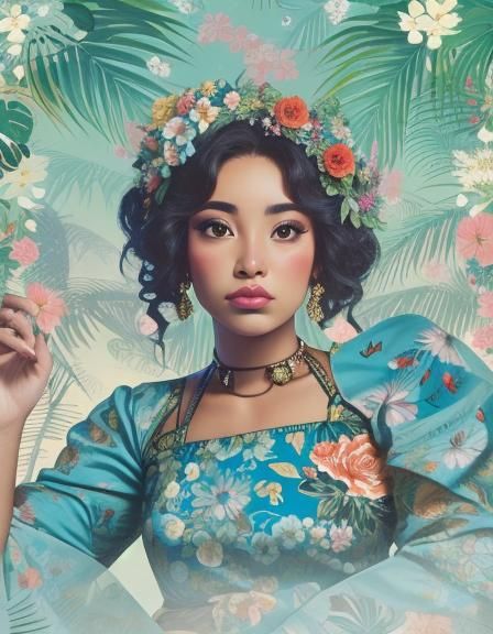 Latina Giantesses in Exotic Floral Pattern