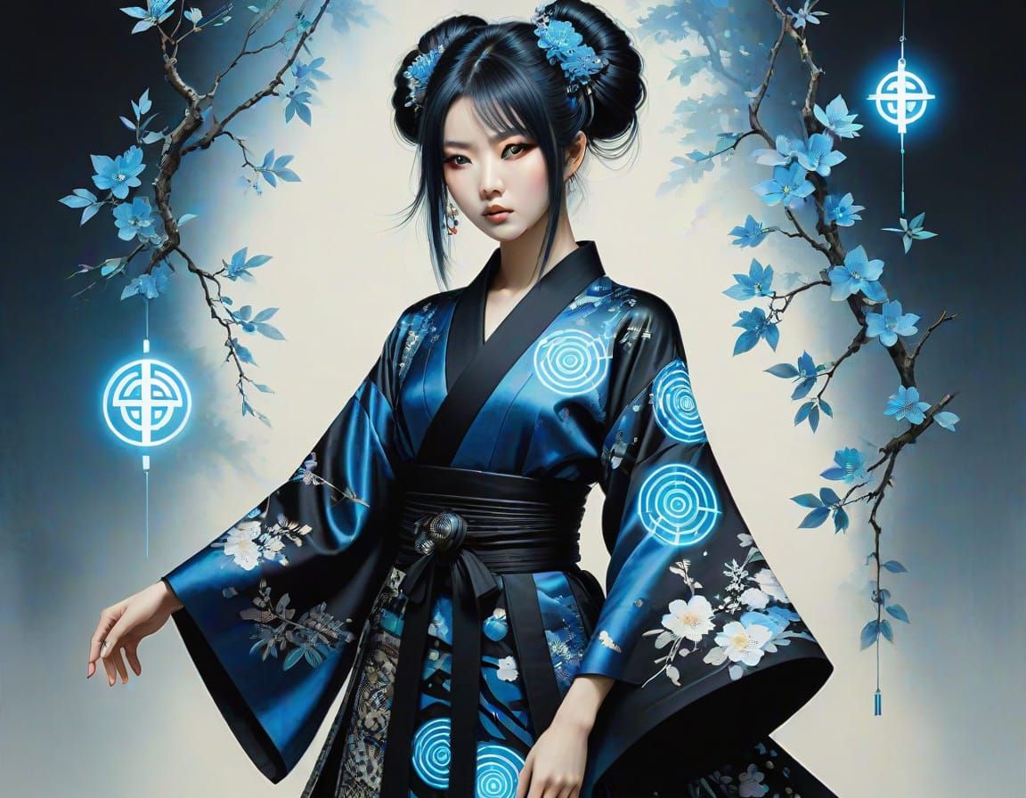 blue kimono