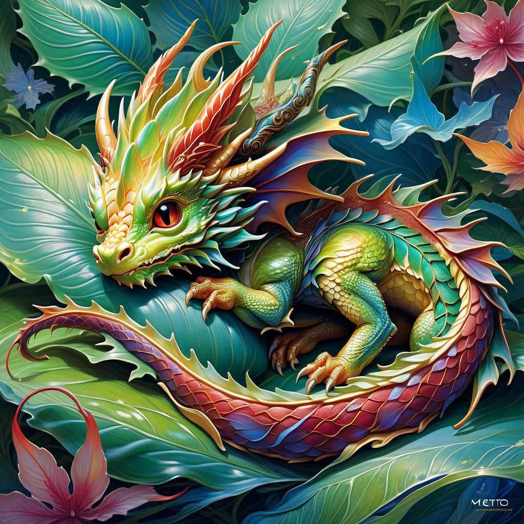 Sleeping Dragon Portrait in Anime Style