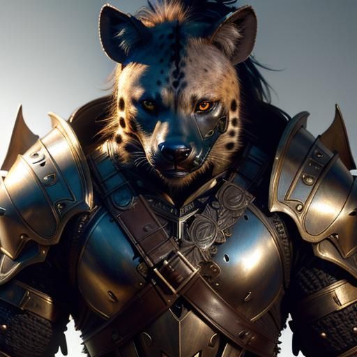 Gnoll Warrior Portrait with Spear, Digital Art