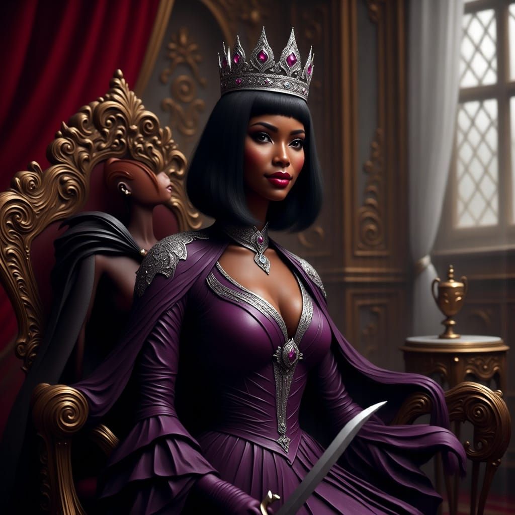 Black Queen and Princess Knight in Fantasy Kingdom