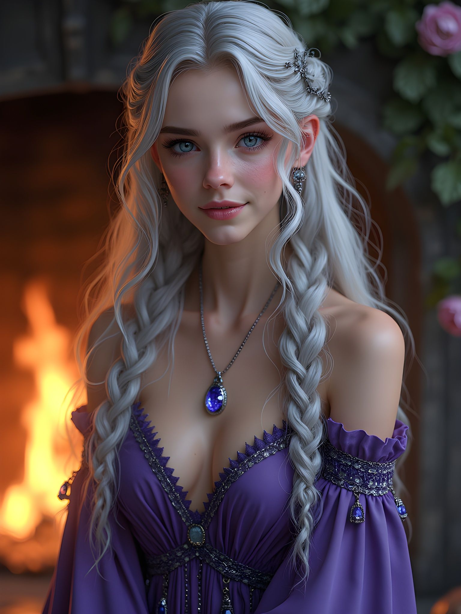 Norse Goddess Portrait in Oil Painting Style