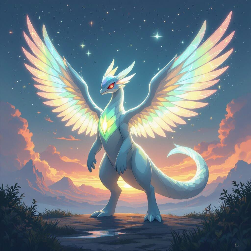 Legendary Pokemon with Aurora Wings and Scales