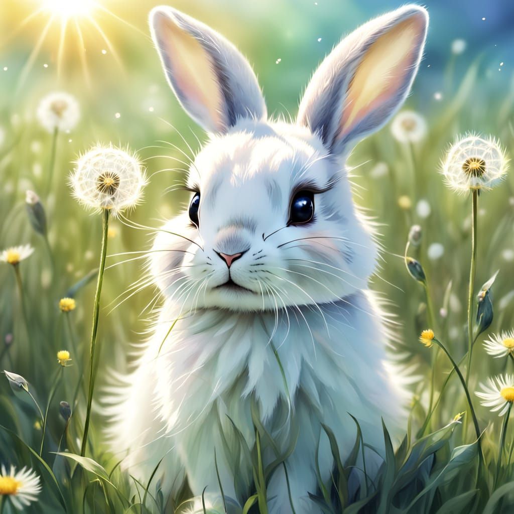 Whimsical Bunny in a Sunny Meadow