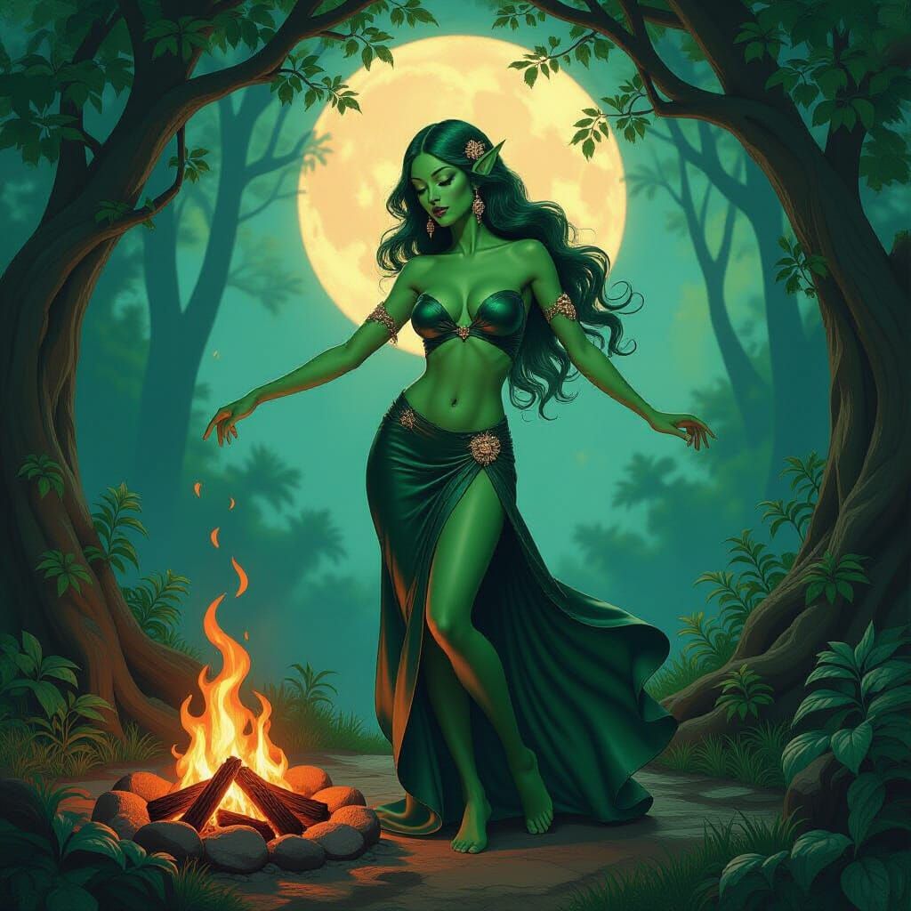 Art Nouveau Alien Dancer by Campfire