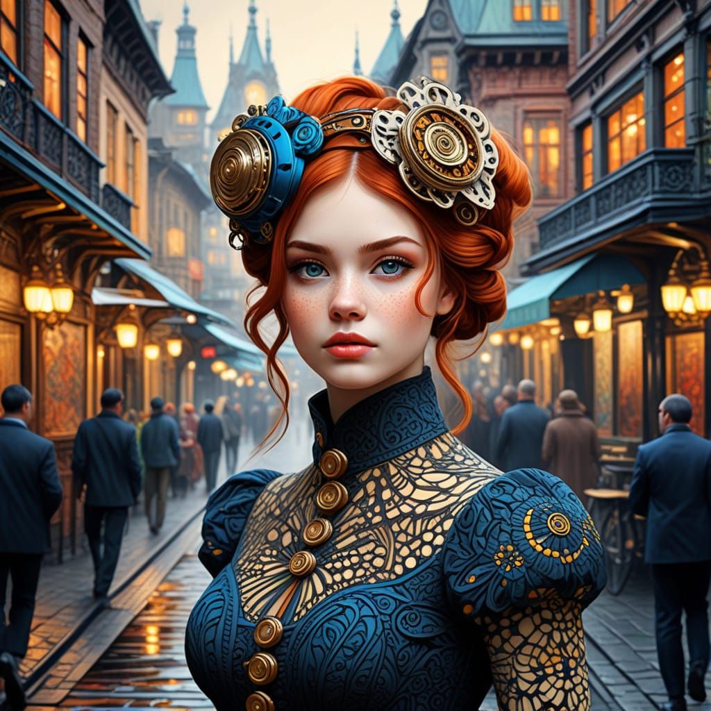 Steampunk Fashion Show in Art Nouveau Style