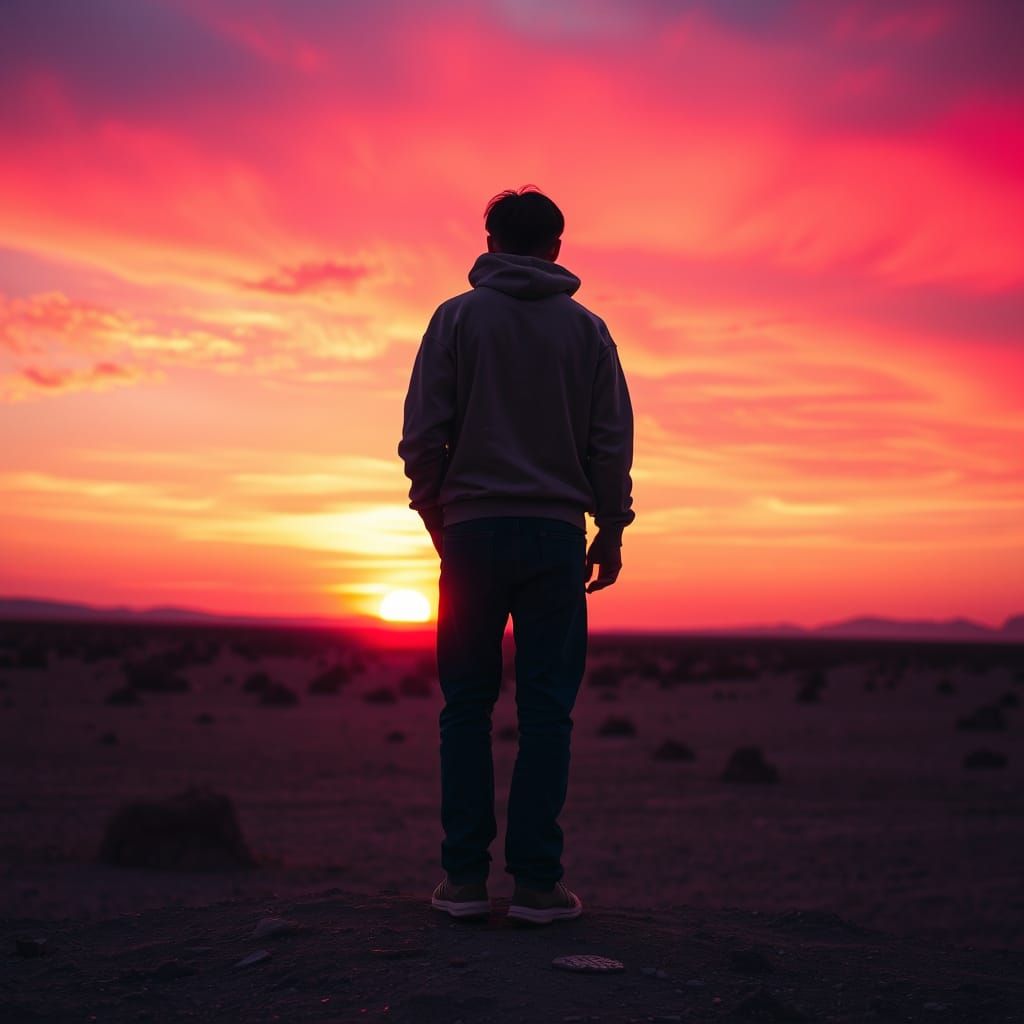 Desolate Silhouette at Sunrise: A Sci-Fi Nostalgia