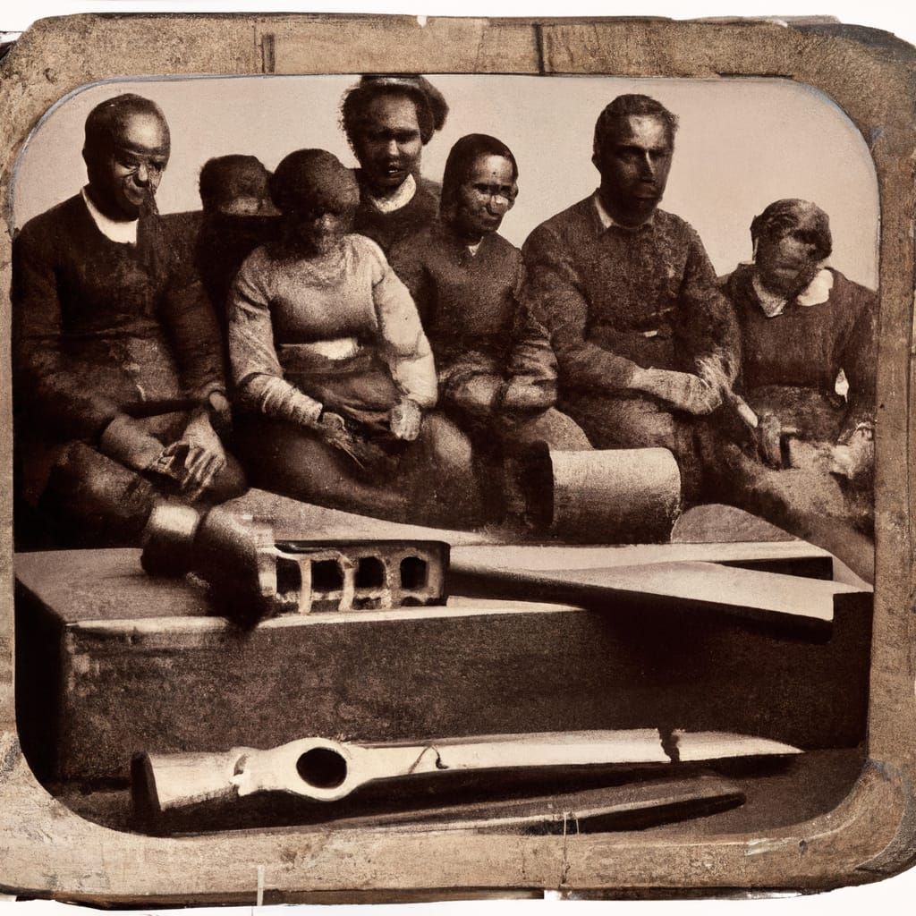 1880s Factory Workers with Hole Stretcher Tools