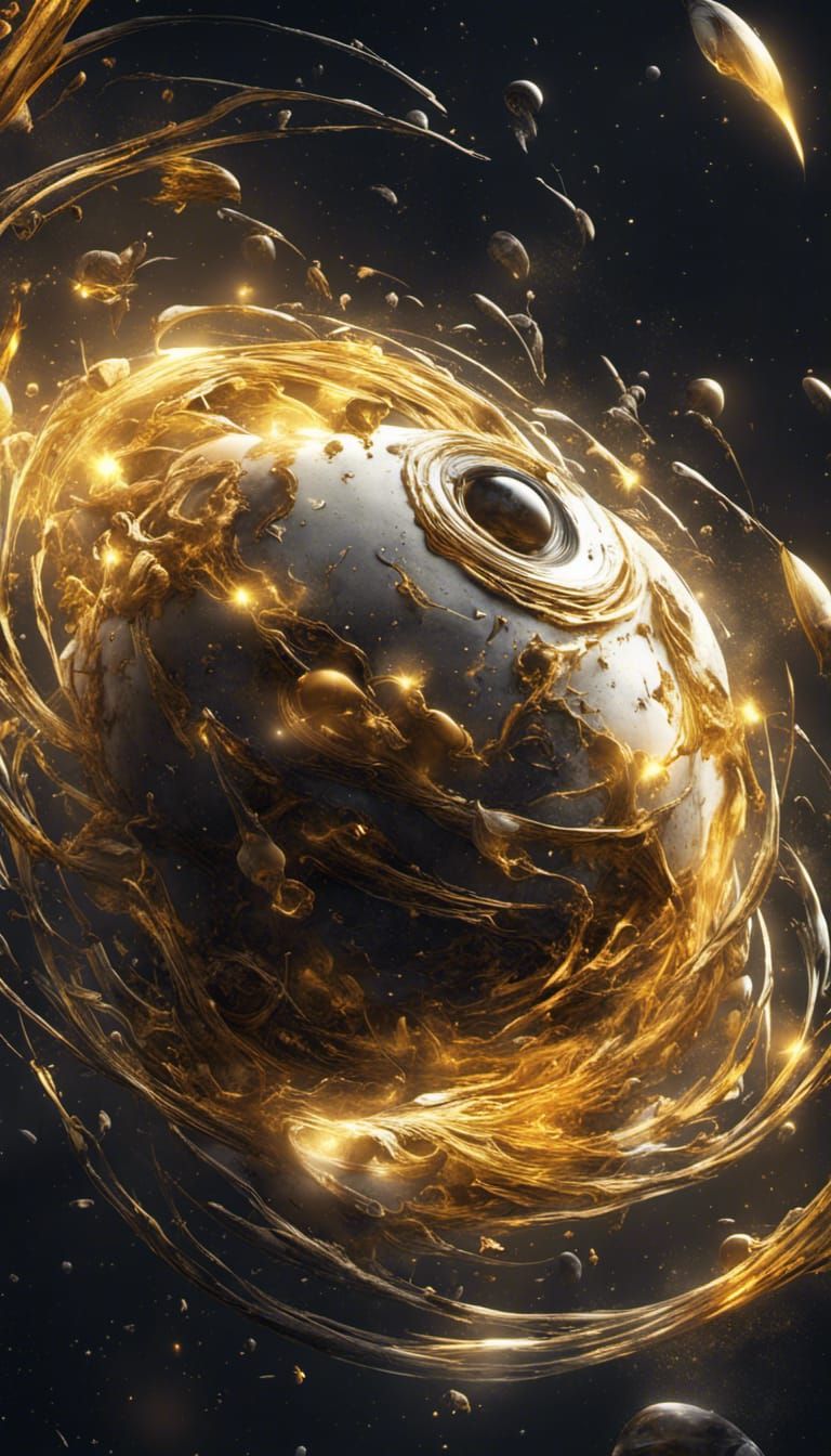 Cosmic Dance in Detailed 3D Splash Art