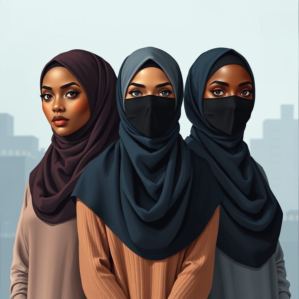 Modern Portrait of Diverse Women Wearing Hijabs